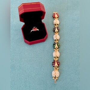 Elegant Gold and Red Ladybug 🐞 Bracelet and Ring 💍 8.5